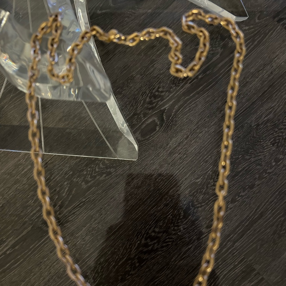 Gold tone chain necklace.